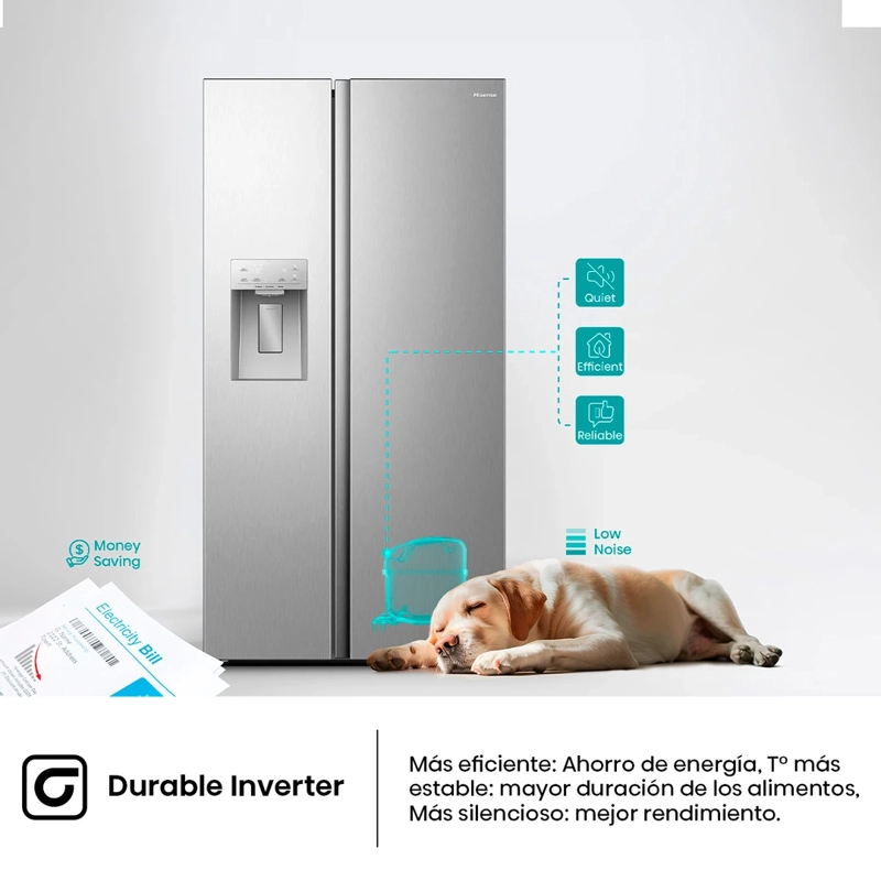 REFRIGERADOR SIDE BY SIDE HISENSE RS528P5ESA 528L NO FROST PLATA - 10