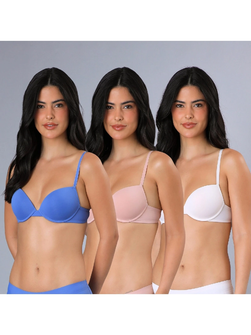 PACK X3 SOSTÉN MUJER FLORES PUSH UP BALCONET