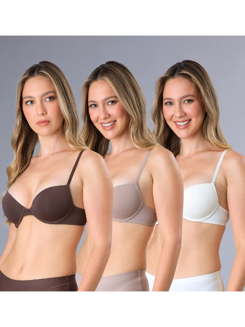 PACK X3 SOSTÉN MUJER FLORES PUSH UP BALCONET