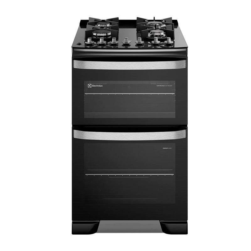 COCINA A GAS ELECTROLUX F4EDB 4 PLATOS DOBLE HORNO NEGRO - 2