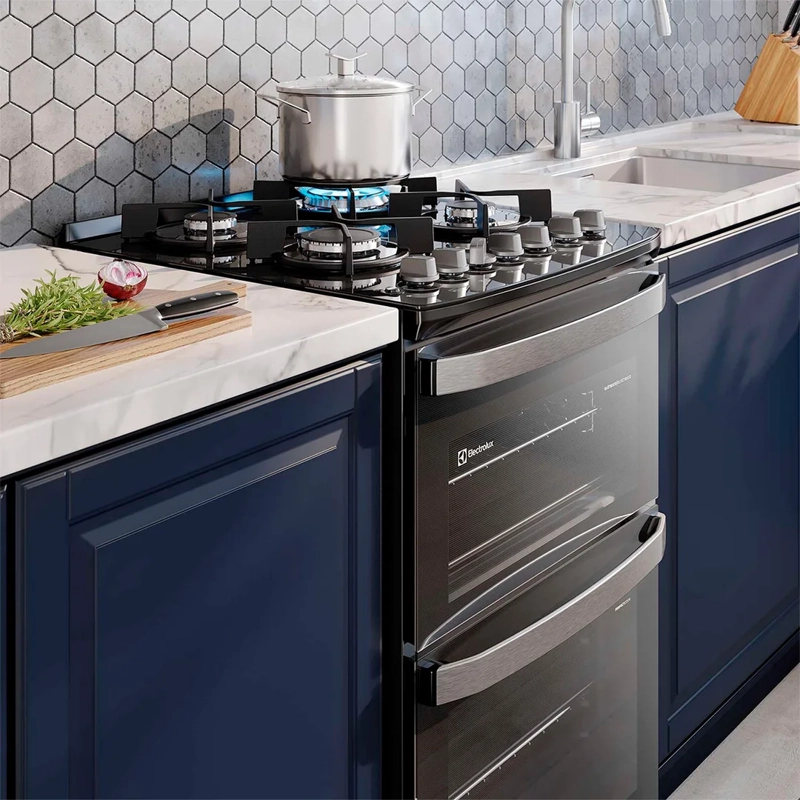 COCINA A GAS ELECTROLUX F4EDB 4 PLATOS DOBLE HORNO NEGRO - 12
