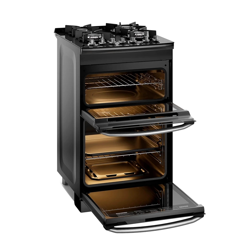 COCINA A GAS ELECTROLUX F4EDB 4 PLATOS DOBLE HORNO NEGRO - 5