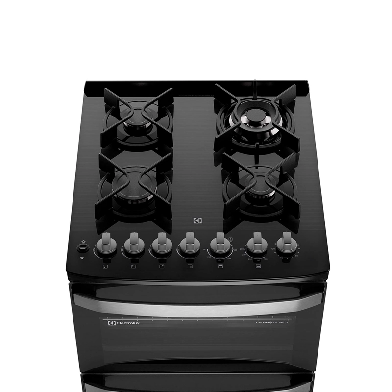 COCINA A GAS ELECTROLUX F4EDB 4 PLATOS DOBLE HORNO NEGRO - 6