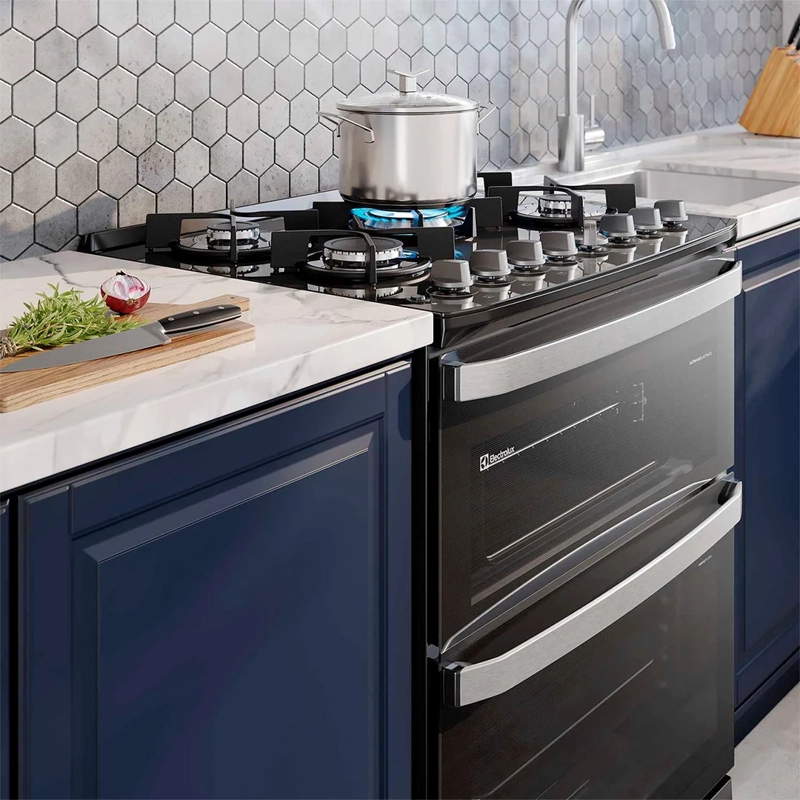 COCINA A GAS ELECTROLUX F5EDB 5 PLATOS DOBLE HORNO NEGRO - 12