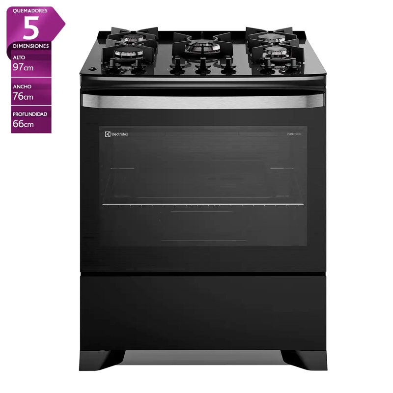 COCINA A GAS ELECTROLUX F5EPB 5 PLATOS NEGRO