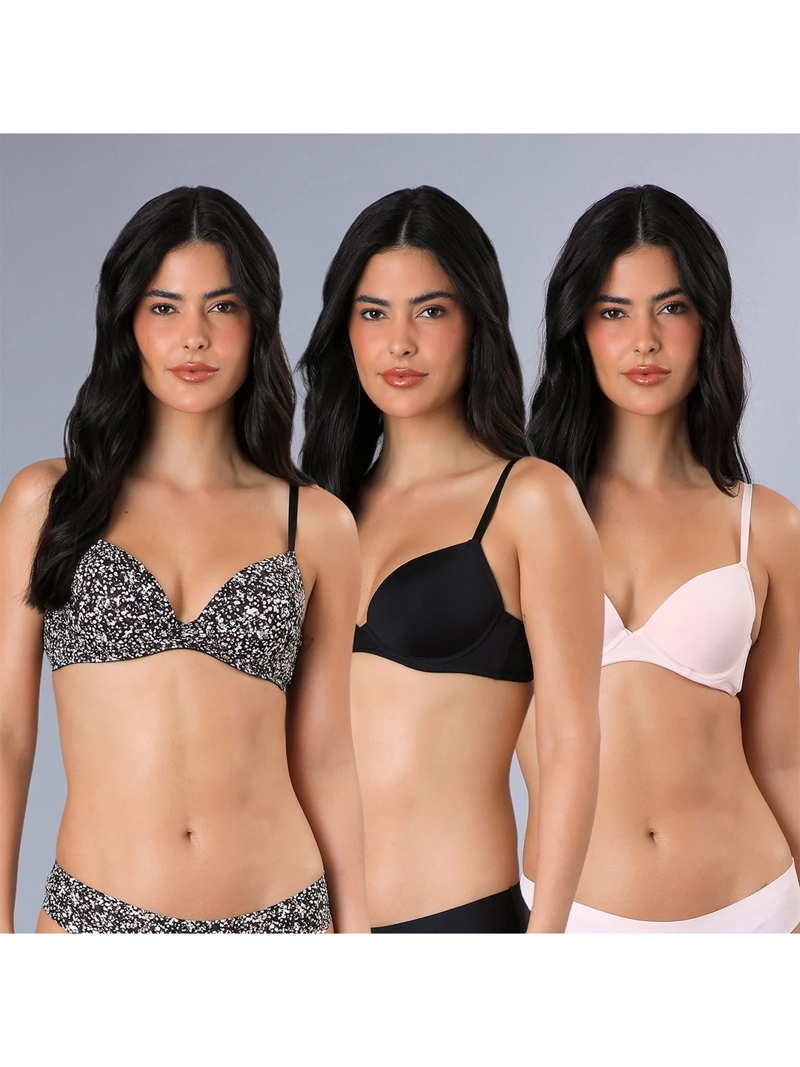 PACK X3 SOSTÉN MUJER FLORES BALCONET PUSH UP