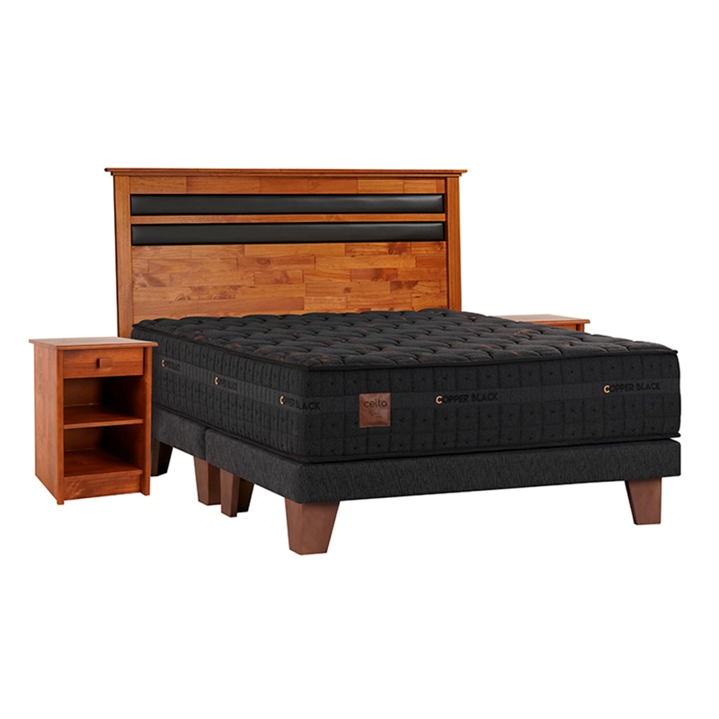 CAMA EUROPEA CELTA COPPER BLACK 2 PLAZAS + SET MALLORCA - 1