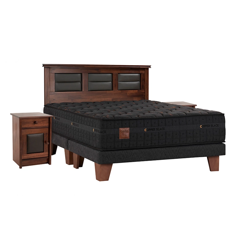 CAMA EUROPEA CELTA COPPER BLACK 2 PLAZAS + SET VILLARREAL - 1