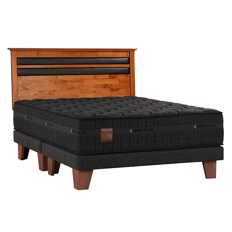 CAMA EUROPEA CELTA COPPER BLACK KING + RESPALDO MALLORCA - 1