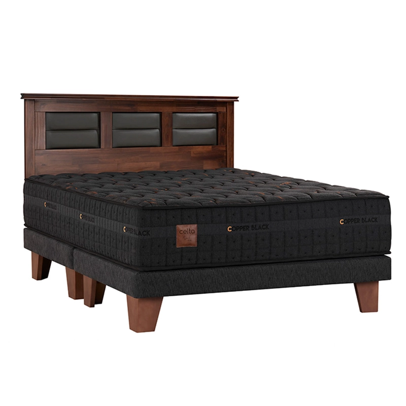 CAMA EUROPEA CELTA COPPER BLACK KING + RESPALDO VILLARREAL - 1