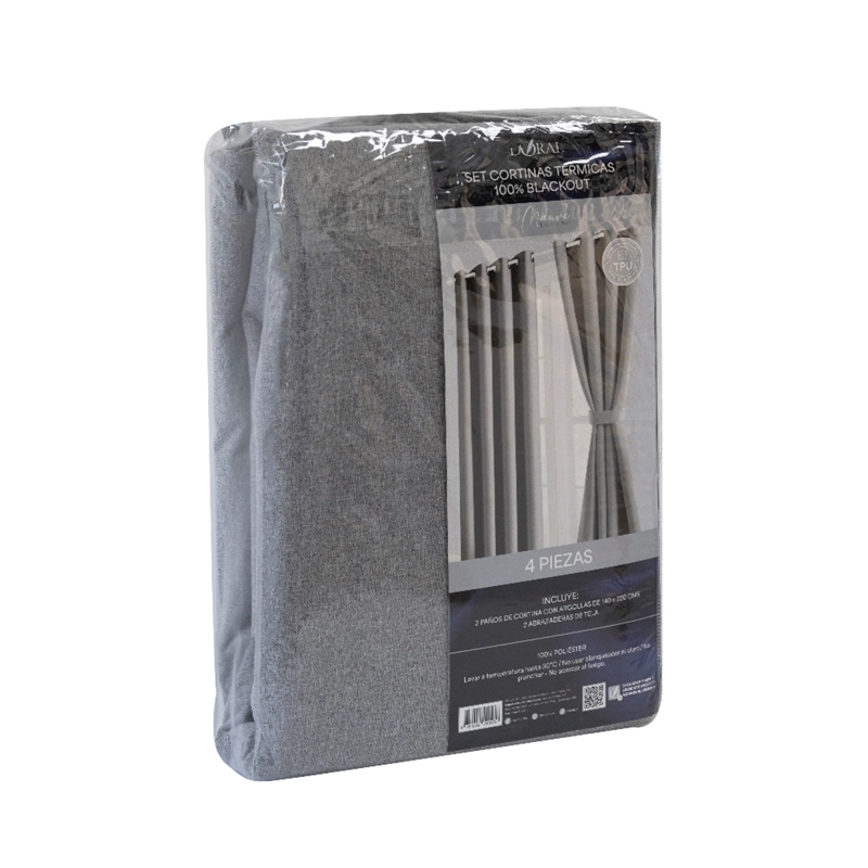 SET CORTINA DORAL MAUVE BLACKOUT GRIS  - 3