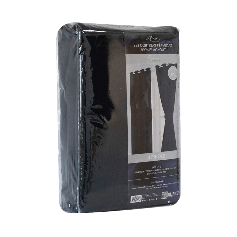 SET CORTINA DORAL MAUVE BLACKOUT NEGRO  - 3