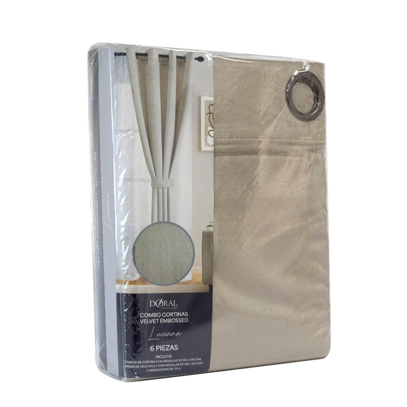 SET CORTINA DORAL LUCIANA BEIGE - 5