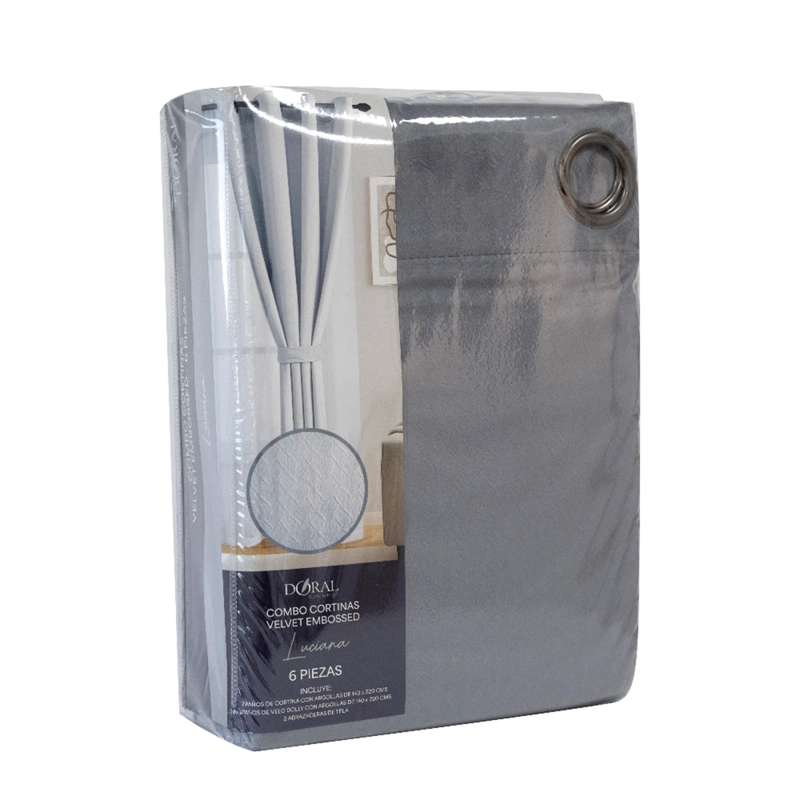 SET CORTINA DORAL LUCIANA GRIS - 5