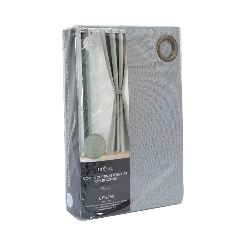 SET CORTINA DORAL MUGUET BLACKOUT GRIS PERLA - 4