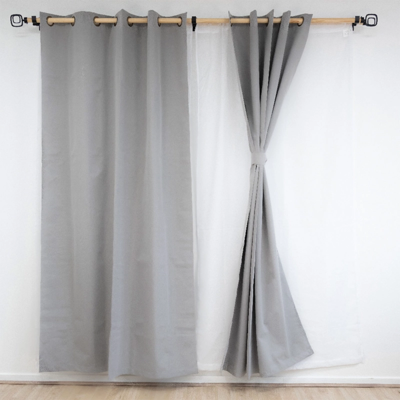 SET CORTINA DORAL MUGUET BLACKOUT GRIS  - 2
