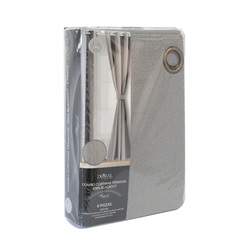 SET CORTINA DORAL MUGUET BLACKOUT GRIS  - 5