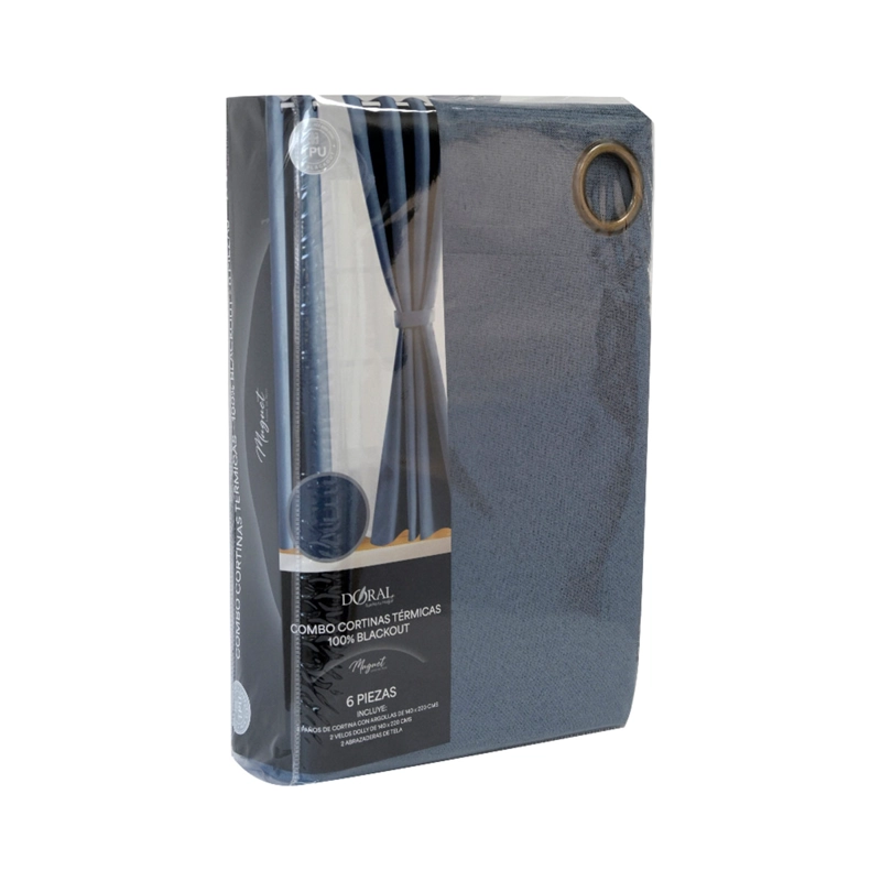 SET CORTINA DORAL MUGUET BLACKOUT AZUL  - 5