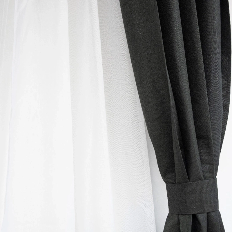 SET CORTINA DORAL MUGUET BLACKOUT NEGRO  - 3