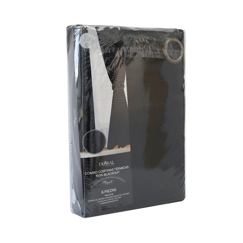 SET CORTINA DORAL MUGUET BLACKOUT NEGRO  - 5