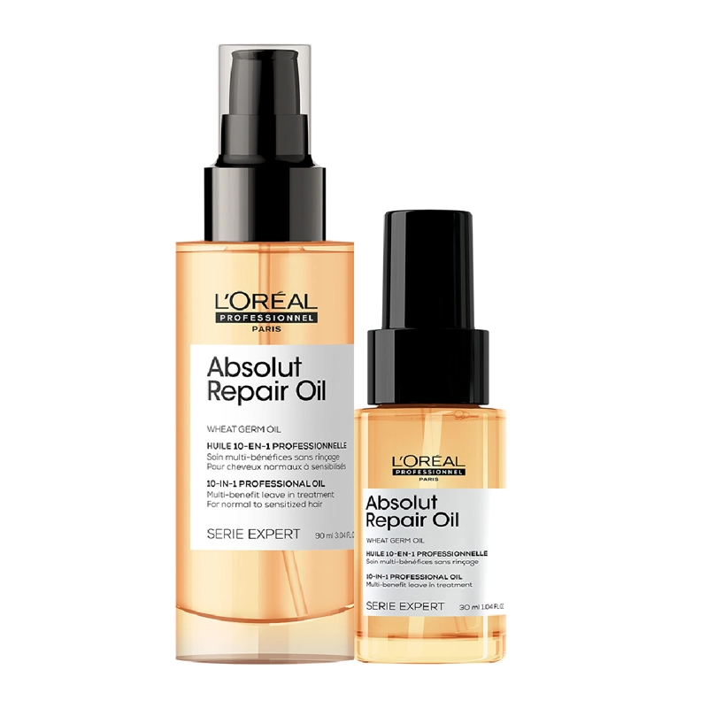 DÚO LOREAL PROFESSIONNEL ABSOLUT REPAIR ACEITE 90ML Y MINI ACEITE 30ML - 1
