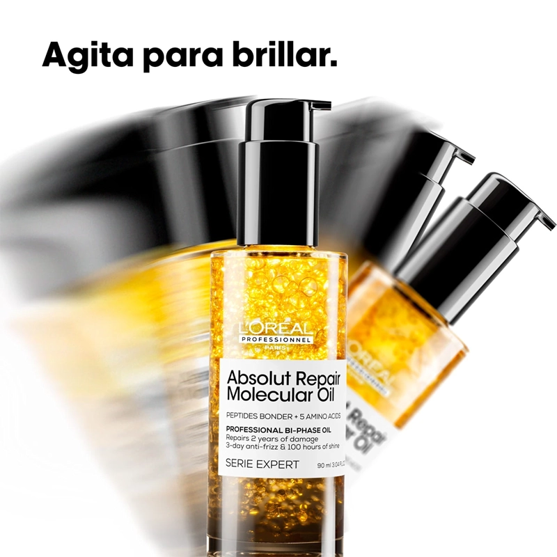 DÚO LOREAL PROFESSIONNEL ABSOLUT REPAIR MOLECULAR ACEITE 9ML Y MINI ACEITE 30ML - 4