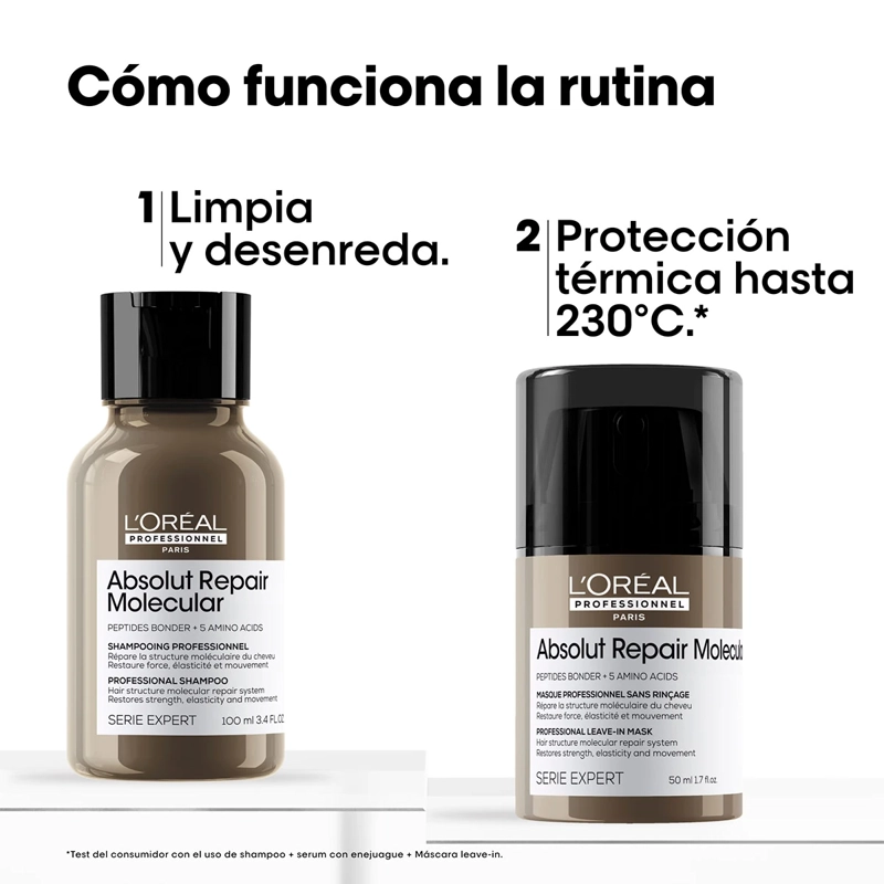 MINI DUO LOREAL PROFESSIONNEL ABSOLUT REPAIR MOLECULAR 100ML+50ML - 4