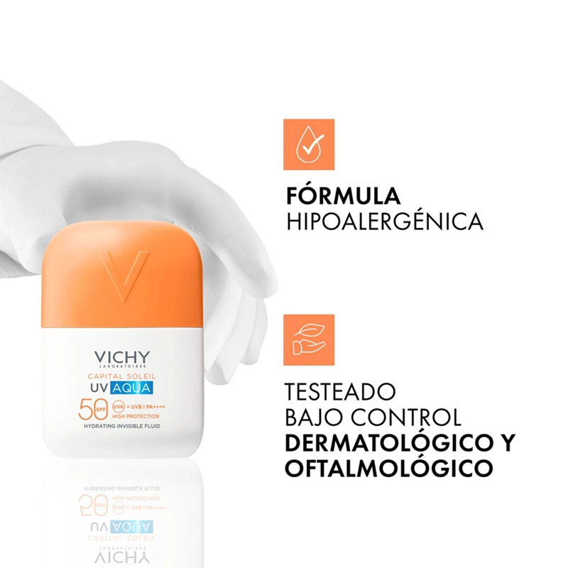 PROTECTOR SOLAR VICHY CAPITAL SOLEIL UV AQUA HIDRATANTE FPS50 50ML - 6