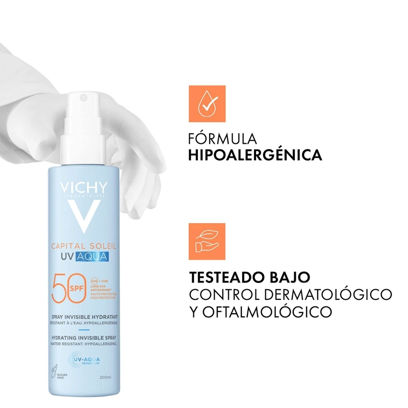 PROTECTOR SOLAR CUERPO VICHY CAPITAL SOLEIL UV AQUA SPRAY FPS50 200ML - 2