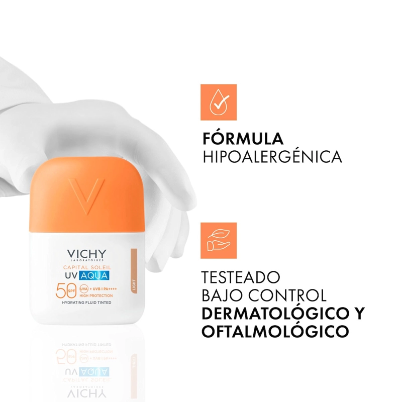 PROTECTOR SOLAR VICHY CAPITAL SOLEIL UV AQUA COLOR LIGHT FPS50 50ML - 5
