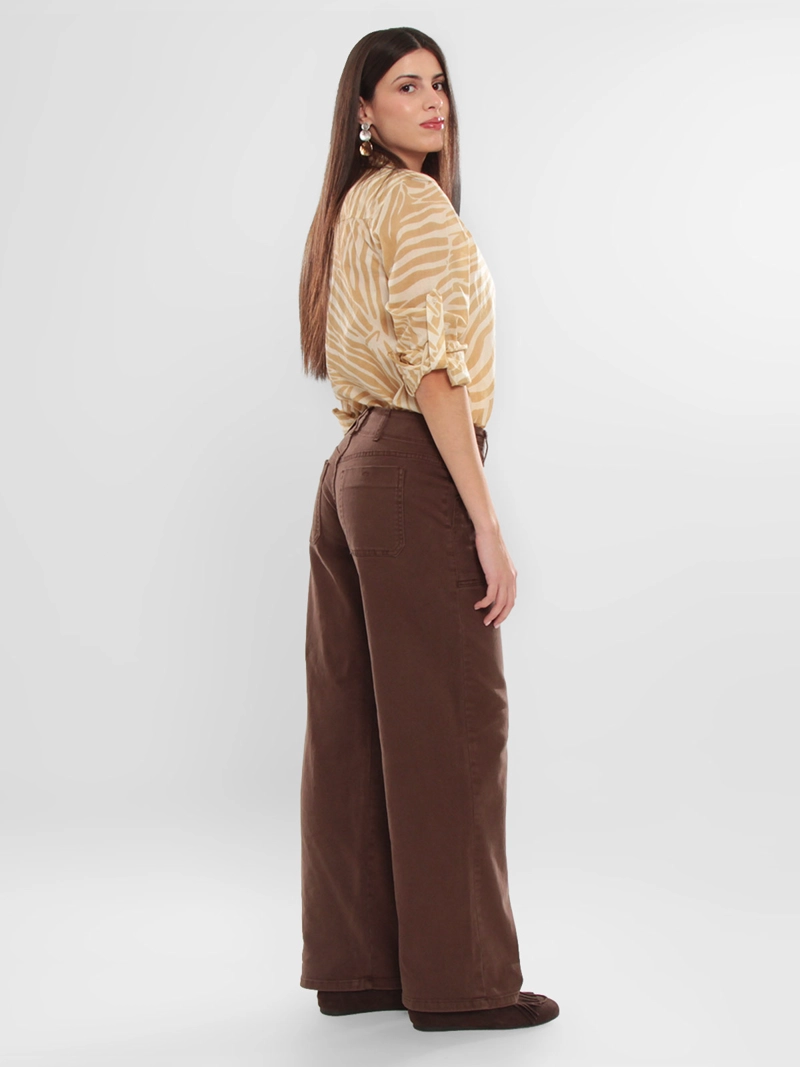 JEANS MUJER WADO'S CARGO WIDE LEG TIRO ALTO PRETINA BÁSICA 1 BOTÓN - 2