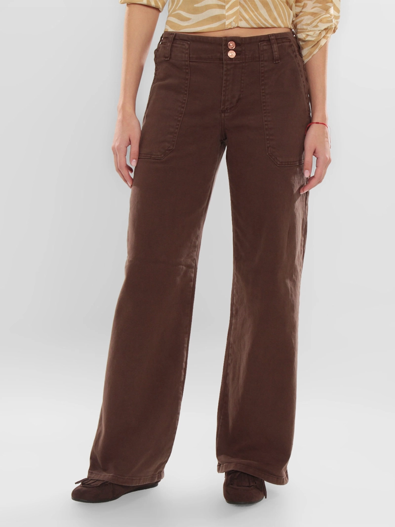 JEANS MUJER WADO'S CARGO WIDE LEG TIRO ALTO PRETINA BÁSICA 1 BOTÓN - 4