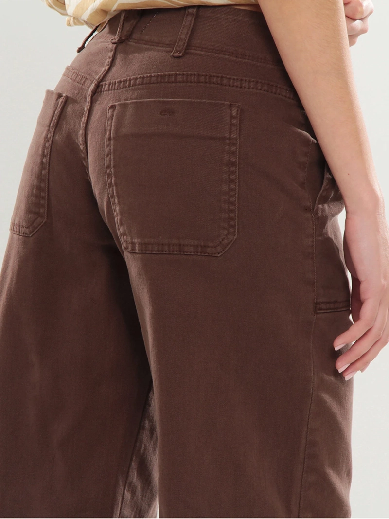 JEANS MUJER WADO'S CARGO WIDE LEG TIRO ALTO PRETINA BÁSICA 1 BOTÓN - 5