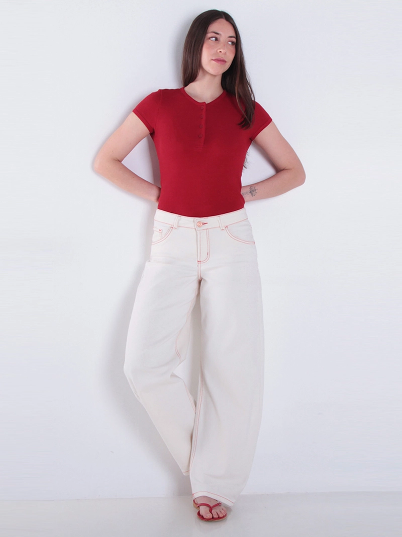 JEANS MUJER WADOS ALGODÓN BALLOON TIRO ALTO - 1
