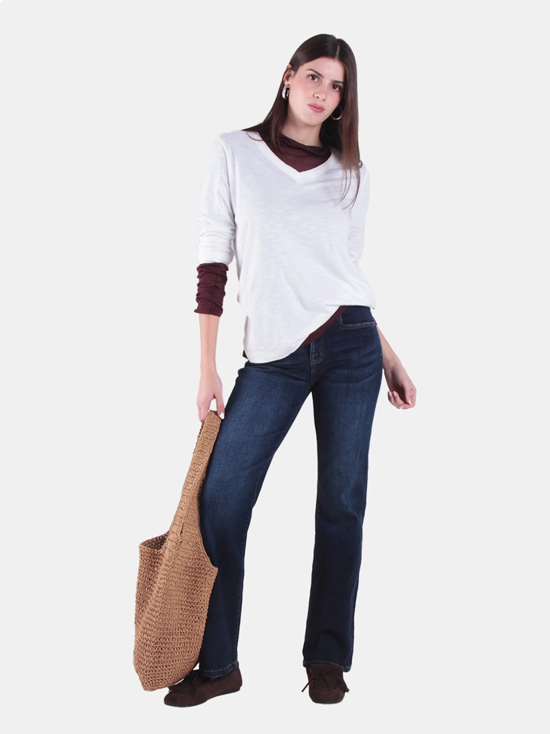 JEANS MUJER WADO'S RECTO TIRO ALTO PRETINA BÁSICA 1 BOTÓN - 1