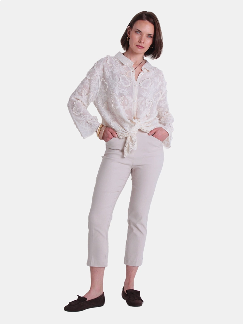 PANTALÓN MUJER WADO'S CROP TIRO ALTO PRETINA MEDIA ELASTICADA - 1