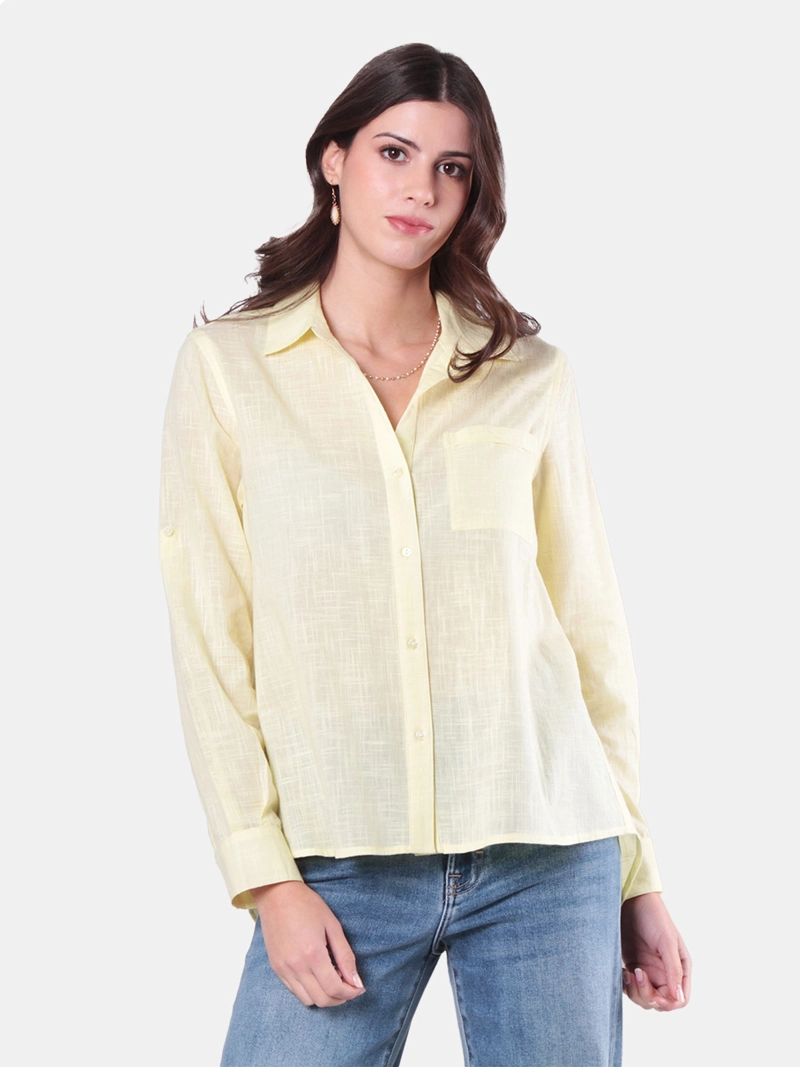 BLUSA MUJER WADO'S  MANGA LARGA ABOTONADA BOLSILLO