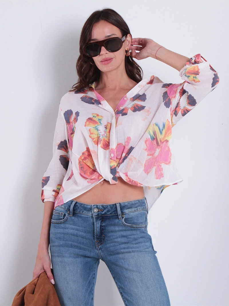 BLUSA MUJER WADOS MANGA LARGA ESTAMPADA ABOTONADA - 2