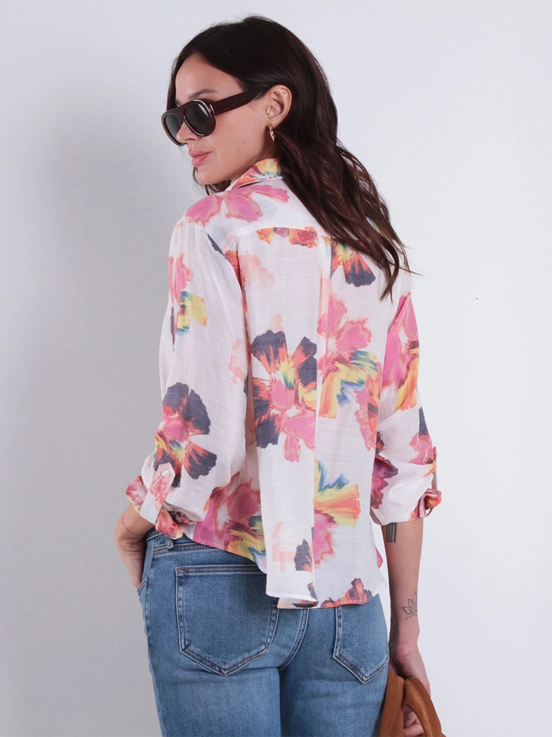 BLUSA MUJER WADOS MANGA LARGA ESTAMPADA ABOTONADA - 4