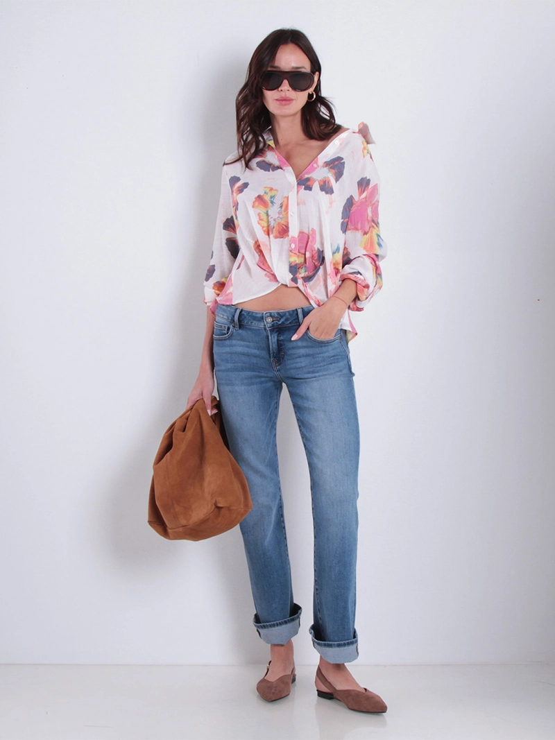 BLUSA MUJER WADOS MANGA LARGA ESTAMPADA ABOTONADA