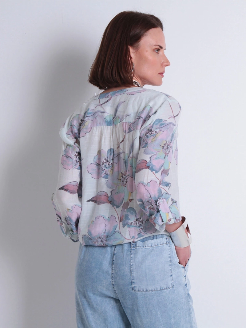 BLUSA MUJER WADOS MANGA LARGA ESTAMPADA ABOTONADA - 4
