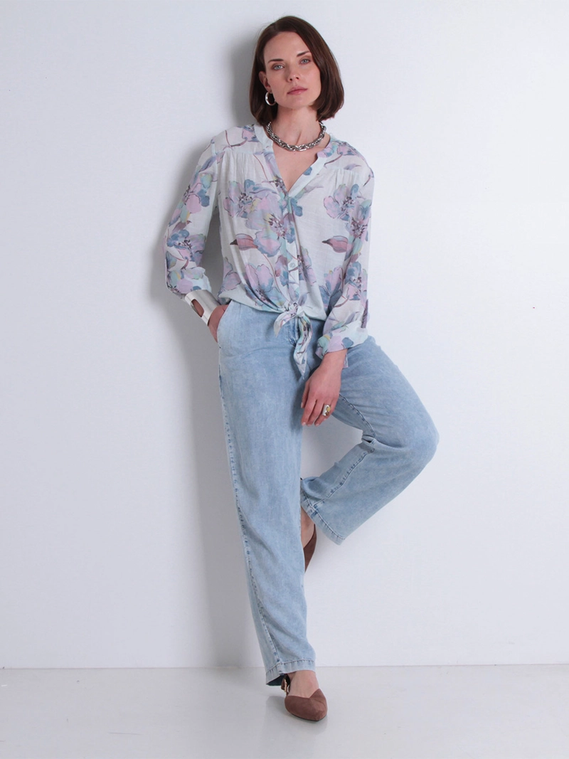 BLUSA MUJER WADOS MANGA LARGA ESTAMPADA ABOTONADA