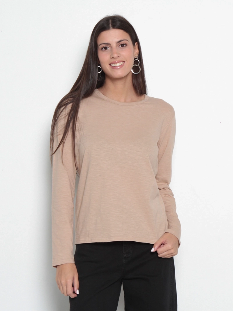 POLERA MUJER WADOS ALGODÓN ESCOTE REDONDO MANGA LARGA - 1