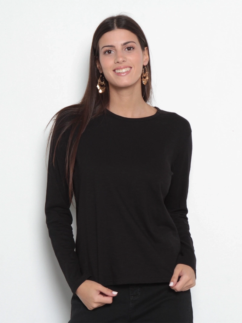 POLERA MUJER WADOS ALGODÓN ESCOTE REDONDO MANGA LARGA