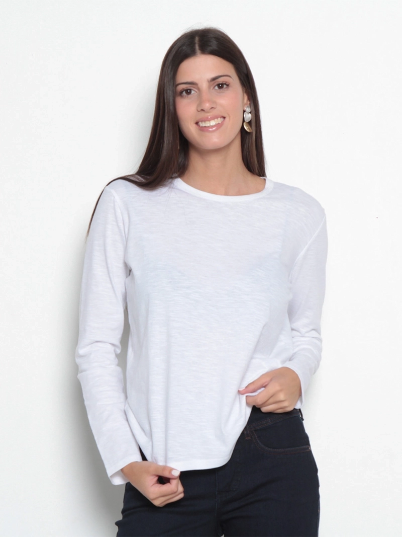 POLERA MUJER WADOS ALGODÓN ESCOTE REDONDO MANGA LARGA - 1