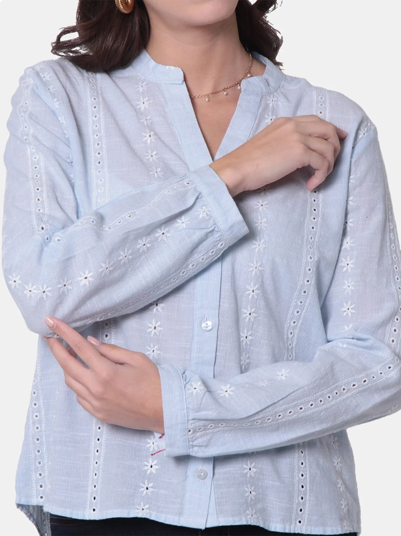 BLUSA MUJER WADO'S EMBRPOIDERY MANGA LARGA ABOTONADA ESCOTE  V - 3