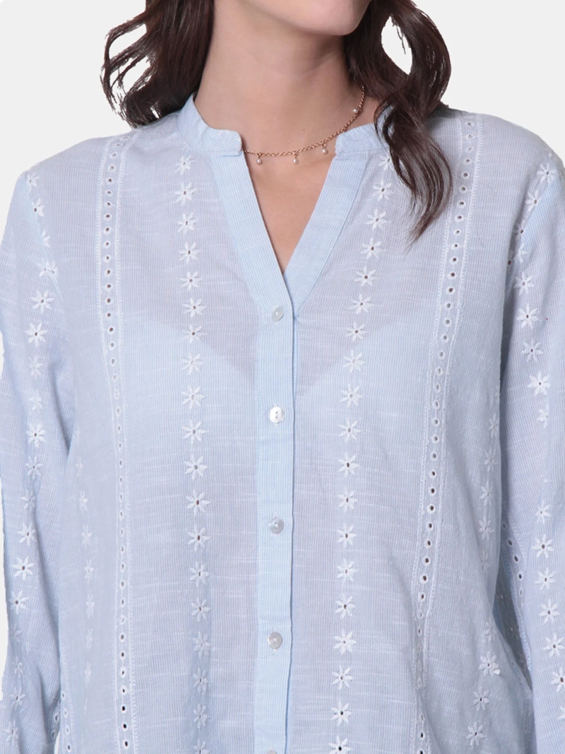 BLUSA MUJER WADO'S EMBRPOIDERY MANGA LARGA ABOTONADA ESCOTE  V - 4