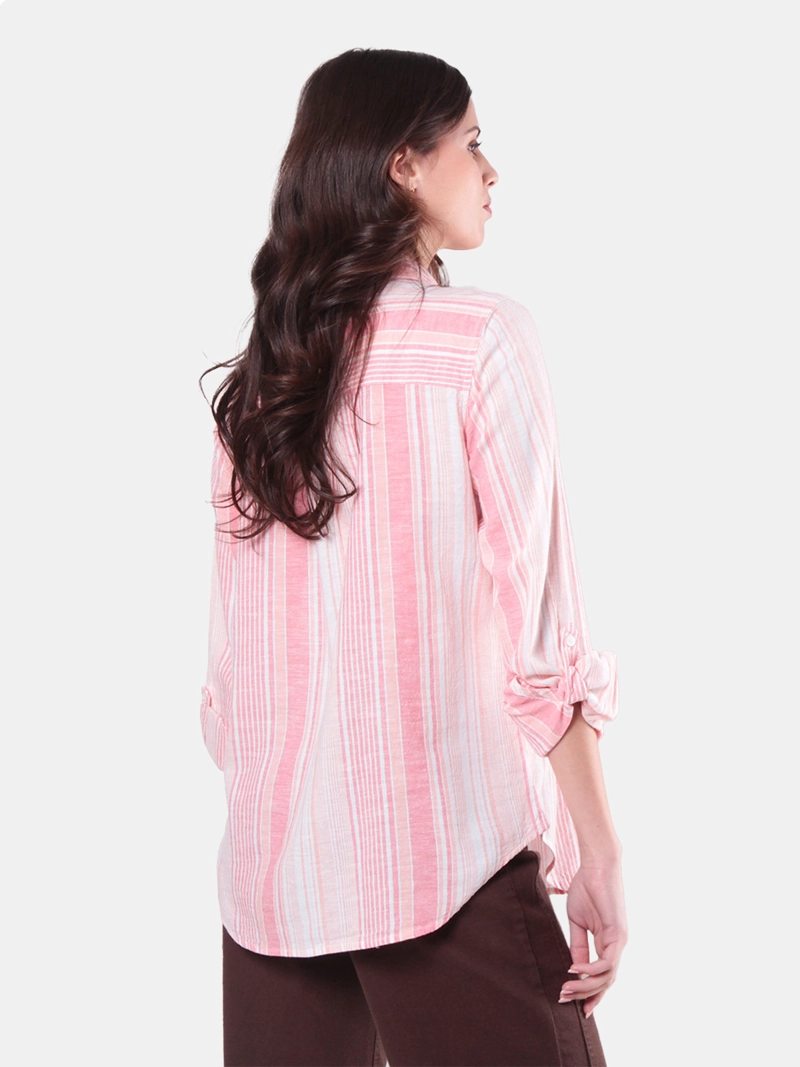 BLUSA MUJER WADO'S MANGA LARGA LISTADA ABOTONADA - 2