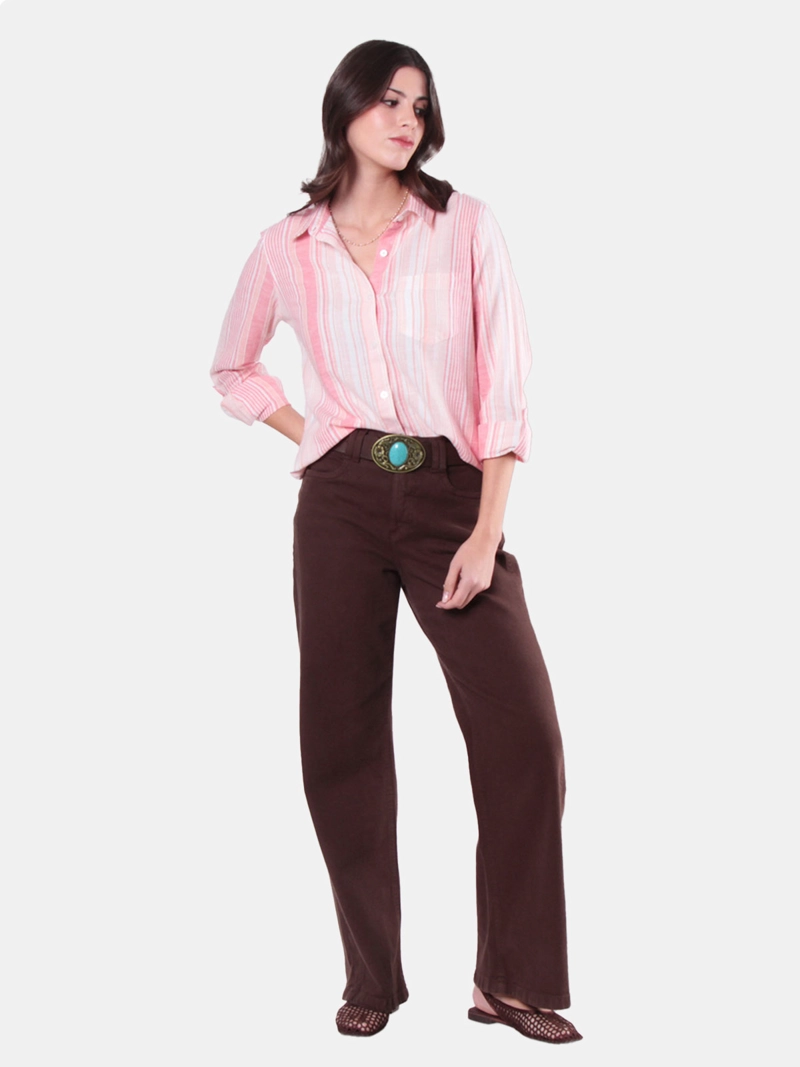 BLUSA MUJER WADO'S MANGA LARGA LISTADA ABOTONADA - 5