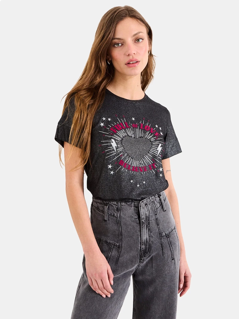 POLERA MUJER IO MANGA CORTA ESTAMPADA - 1